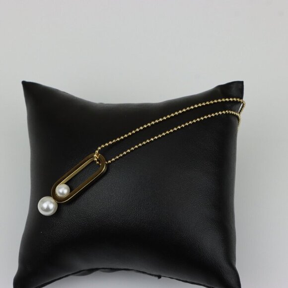 Gold Plated Pearl Drop Pendant Necklace, XPNL0313 - Picture 8 of 13